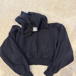 TNA Black Cropped Pullover Hoodie